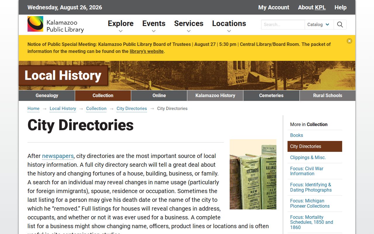 Portage city directory Kalamazoo Public Library collection