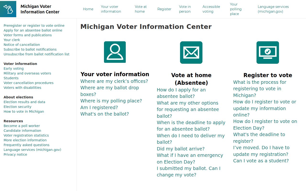 Portage residents directory Michigan voter information screen
