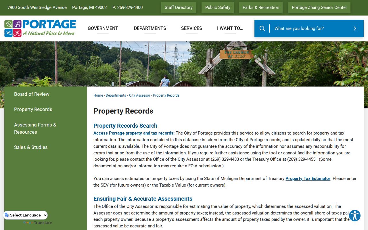 Portage residents directory property records guidance