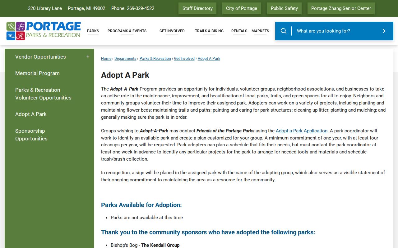 Portage neighbors public civic groups page