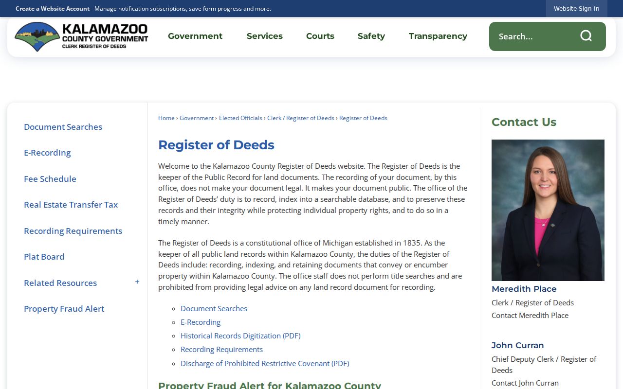 Portage previous residents Kalamazoo County Register of Deeds source